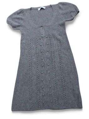 Simons Contemporaine y2k size medium Gray Knit Puff Sleeve Sweater Dress